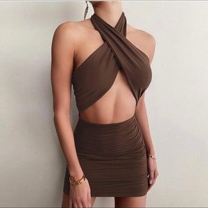 Crossover Bodycon Halter Dress, Size M, Unworn